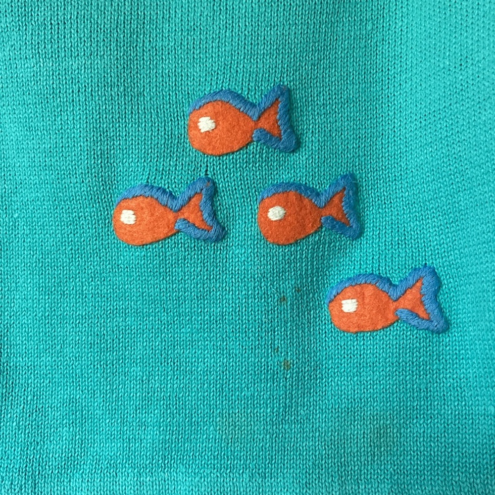 VINTAGE MICHAEL SIMON CROPPED FISH SWEATER SIZE P/M RARE FIND - Picture 4 of 9